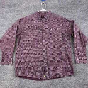 Ariat Mens XL Burgundy Geometric Diamond Print Button Down Shirt VN-0U4J2PE